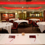 Tables and chairs in the buchanan suite prepared for a meeting at mercure glasgow city hotel