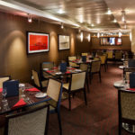 The dining room in bagio cafe and bar at mercure glasgow city hotel